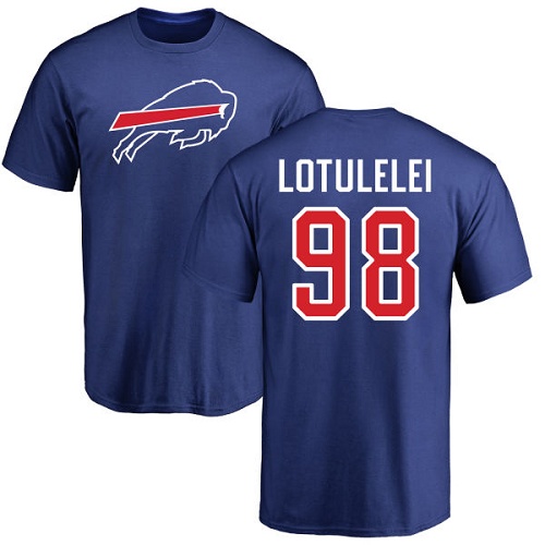 Men NFL Buffalo Bills #98 Star Lotulelei Royal Blue Name and Number Logo T Shirt->buffalo bills->NFL Jersey